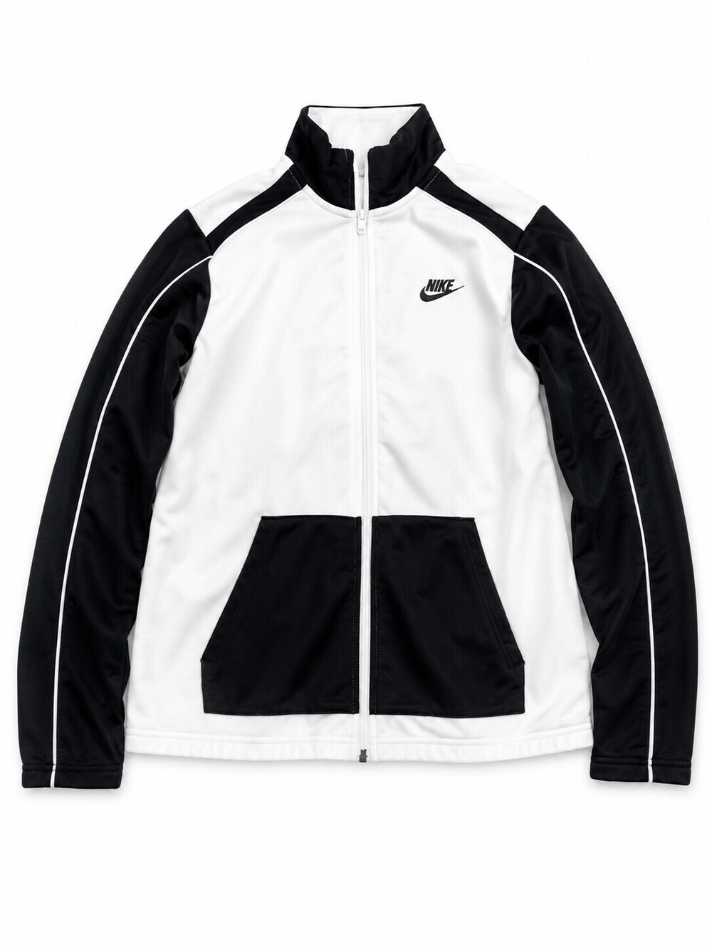 Nike Men's White and Black Full-Zip Track Jacket Size XL